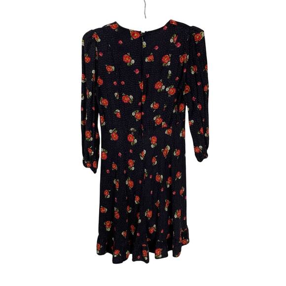 The Kooples Black & Red Floral Silk Blend Jacquard  Dress - Sz 1 - Picture 2 of 8